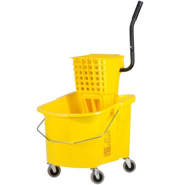 Winco - Mop Bucket w/Wringer, 36qt, Yellow, 19.5" x 16" x 37" - 1 Ct. (Case of 1)