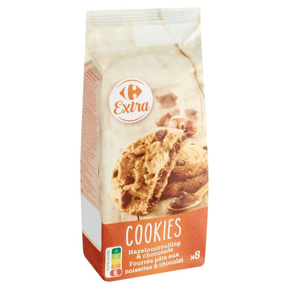 Carrefour Extra Cookies Fourrés Pâte Noisettes & Chocolat 8 pc 200 g