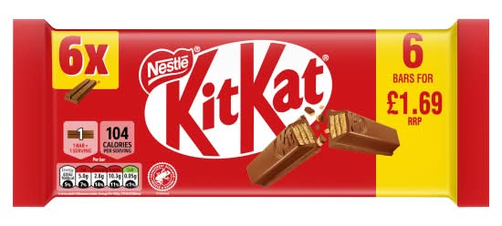 KitKat 2 Finger Chocolate Bars (6 pack)