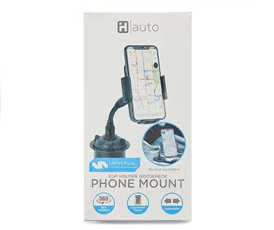 iHome Gooseneck Cup Holder Phone Mount, Black