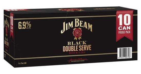 Jim Beam Black Double Serve Can 375ml (10 Pack)