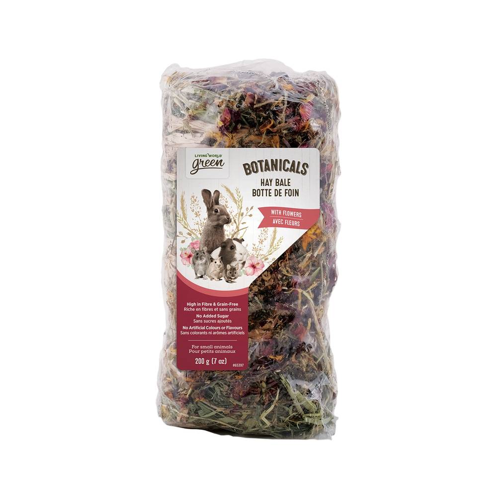 Living World Green Botanicals Hay Bale with Flowers Small Pet Treat (Size: 75 G)