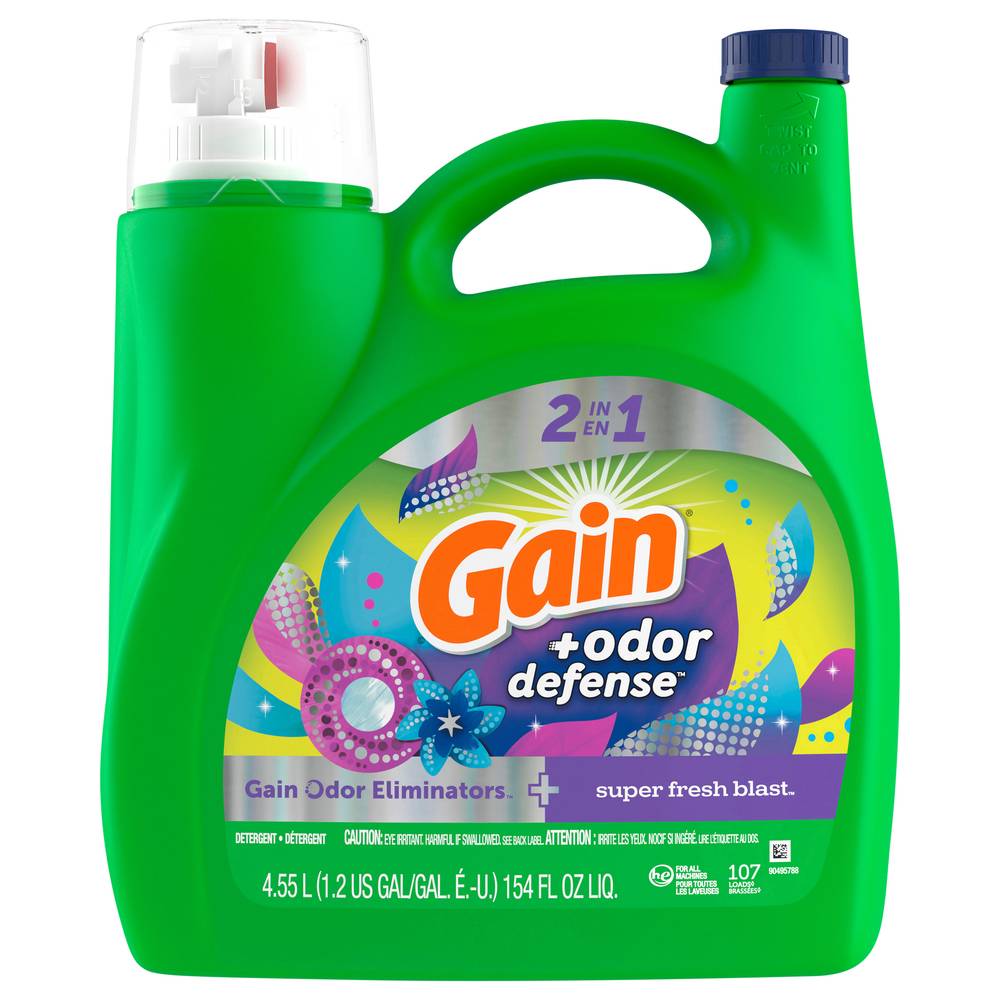 Gain + Odor Defense Super Fresh Blast Scent Liquid Detergent (154 fl oz)