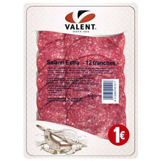 Tranches Salami Extra  40 g Valent 12
