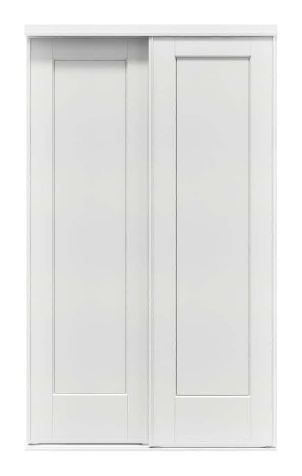 Contractors Wardrobe 48 In. X 81 In. Beaufort White Prefinished Hardboard Panels Steel Framed Interior Sliding Closet Door
