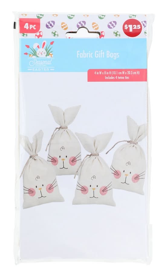Easter Fabric Bunny Treat Sacks, 4x8 in (4 ct)