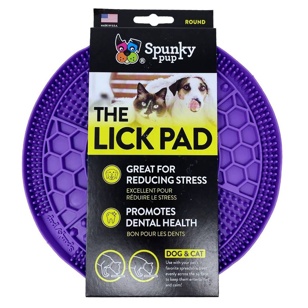 Spunky Pup Round Lick Pad (Color: Purple)