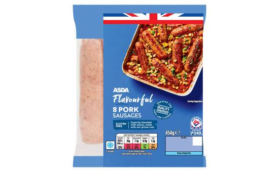 ASDA 8 Flavourful Pork Sausages 454g