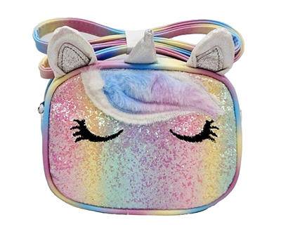 Chasing Rainbows Pastel Glitter Ombre Unicorn Crossbody Bag (multicolor)