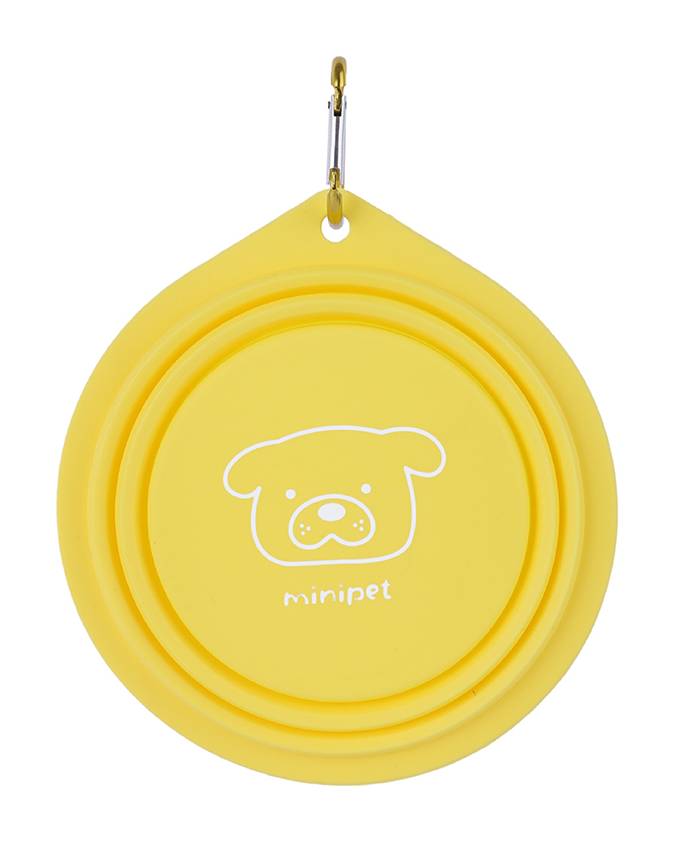 Miniso · Tazón portátil de silicona para mascotas, 16x15x5 cm, amarillo