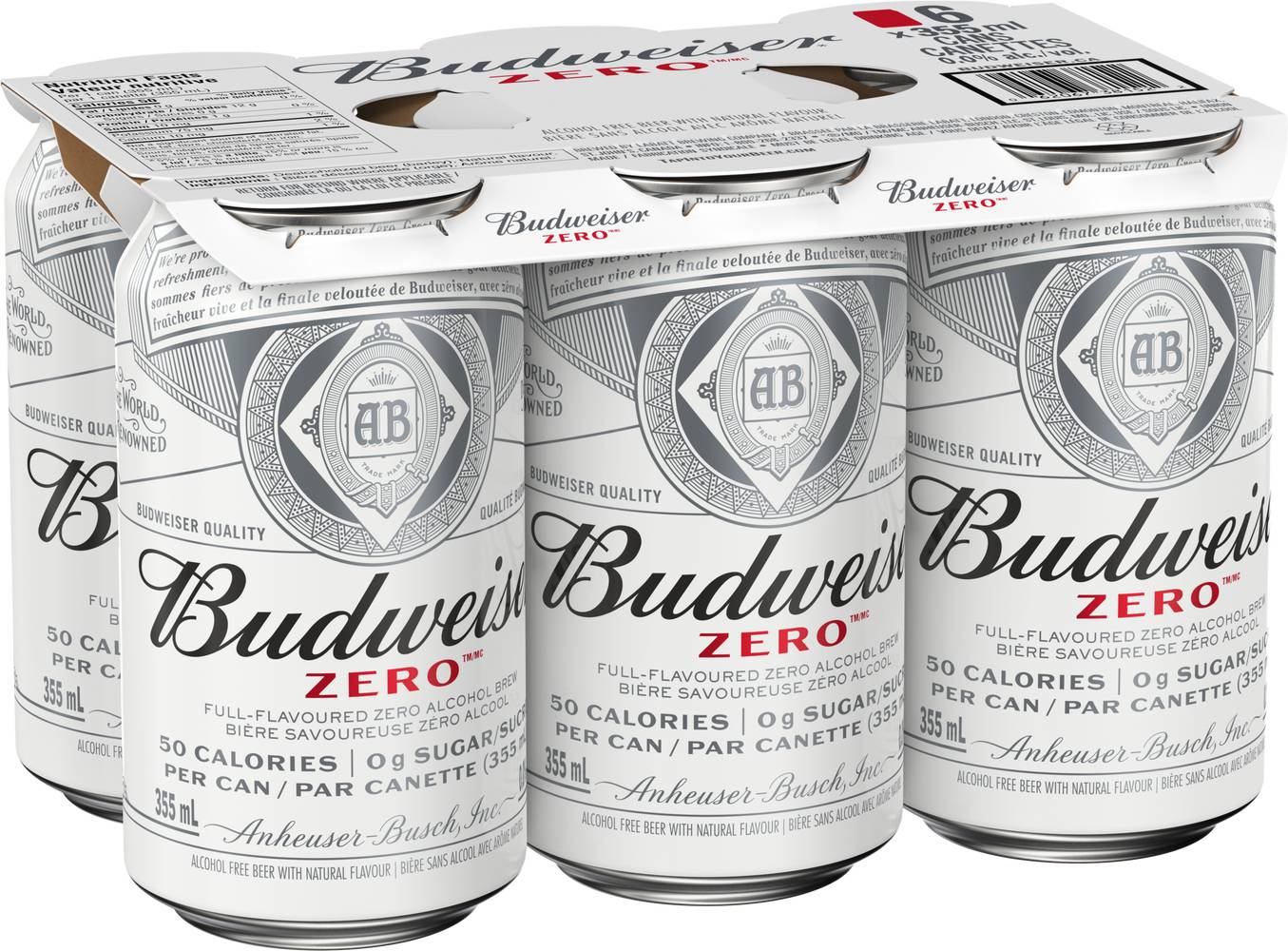 Budweiser Zero Non-Alcoholic Beer Cans (6 x 355 g)