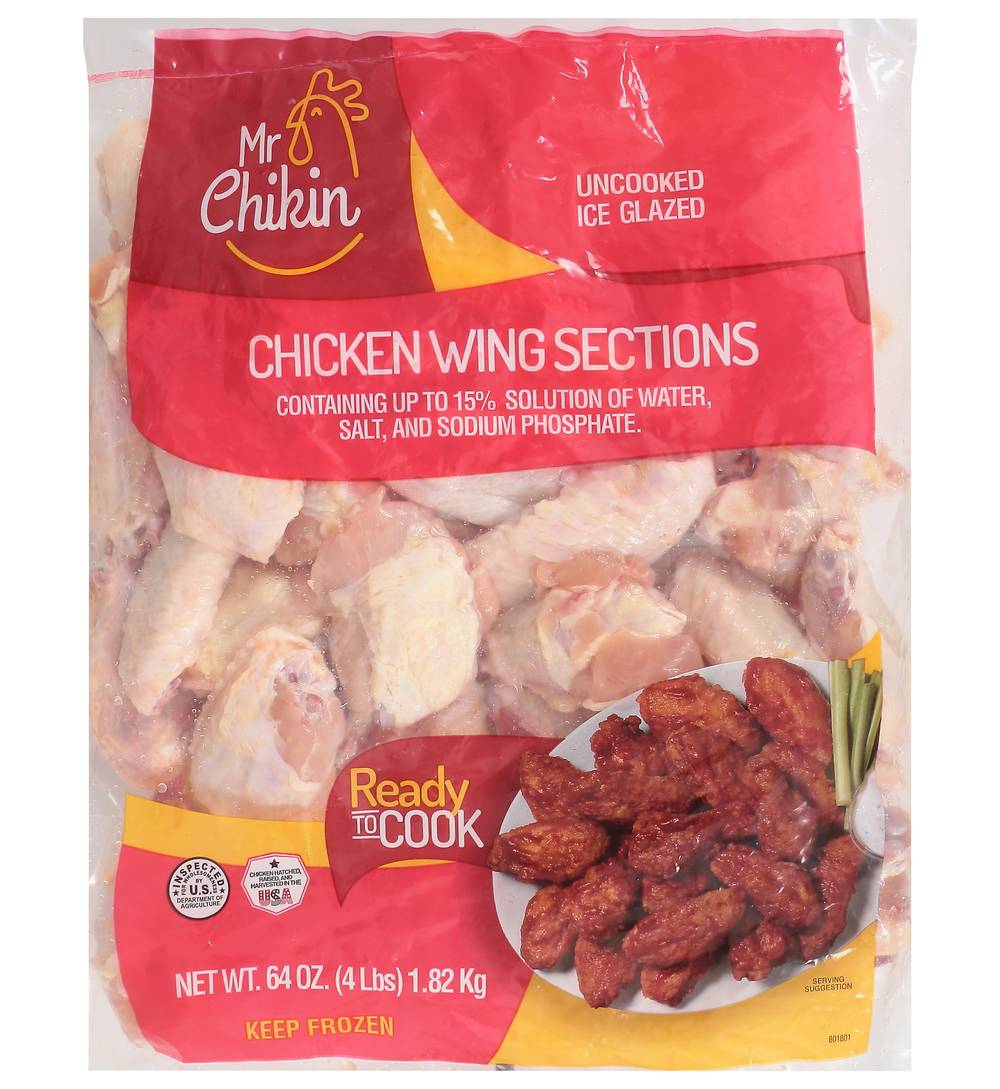 Mr Chikin Uncooked Ice Glazed Chicken Wing Sections (64 oz)
