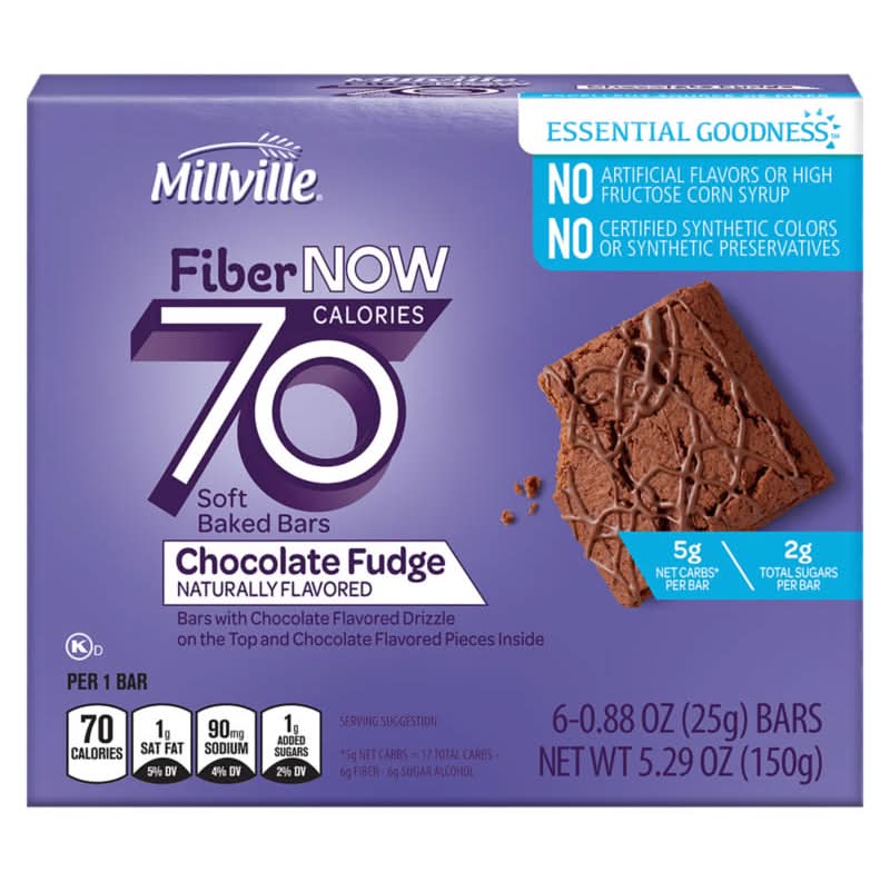Millville Soft Baked Fudge Bars, Chocolate (6 x 0.88 oz)