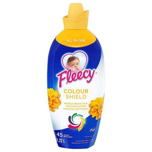 Fleecy Liquid Fabric Softener, Stain Shield. 