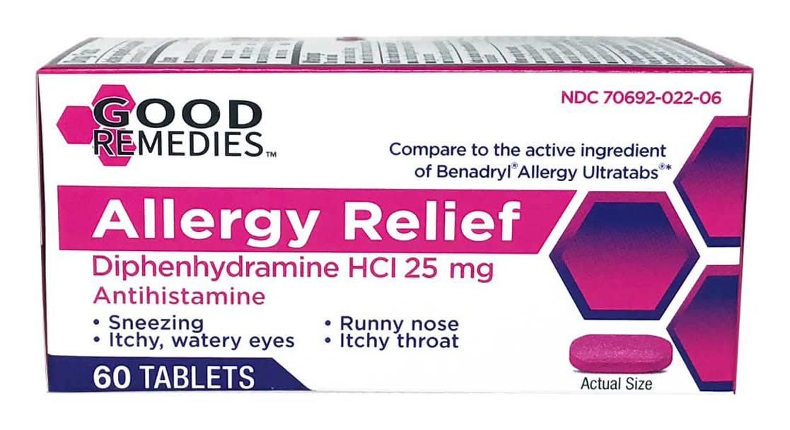 Good Remedies Allergy Relief Tablets Diphenhydramine Hcl 25 Mg 60 Ct