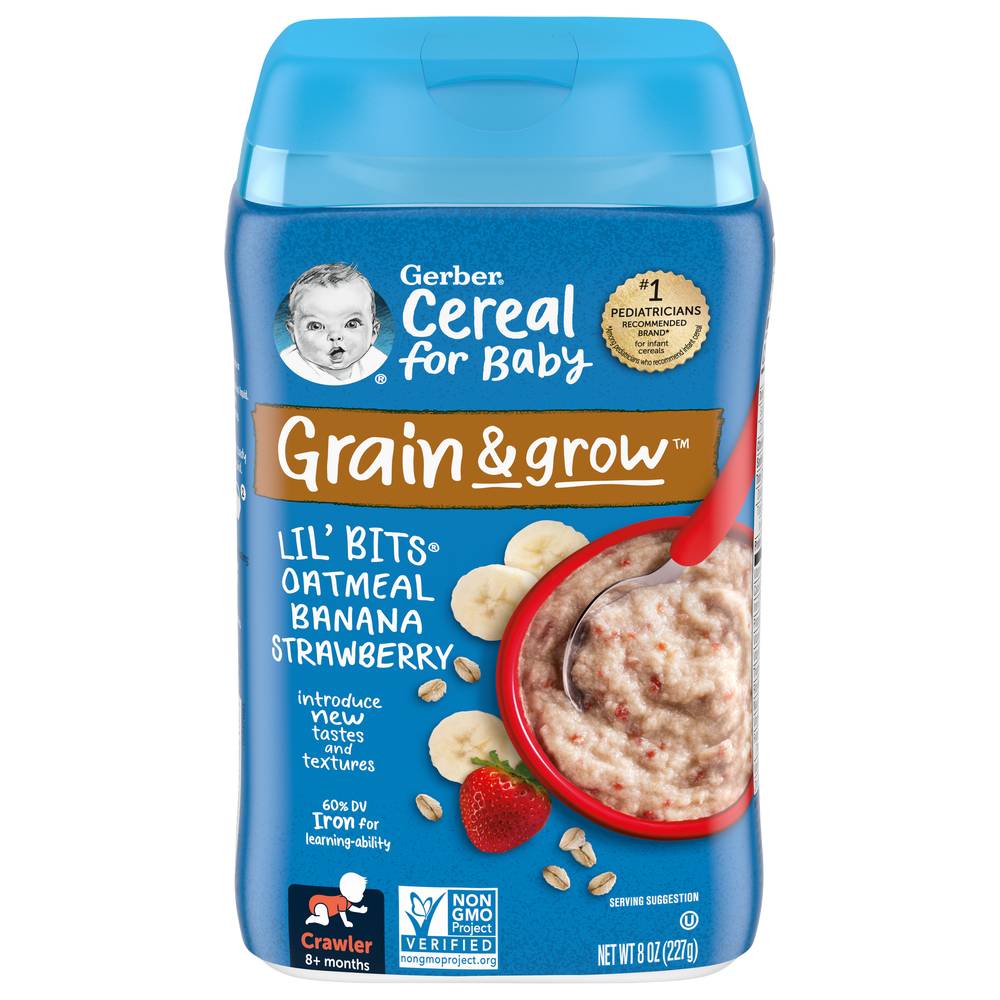 Gerber Grain & Grow Banana Strawberry Oatmeal Cereal (8 oz)