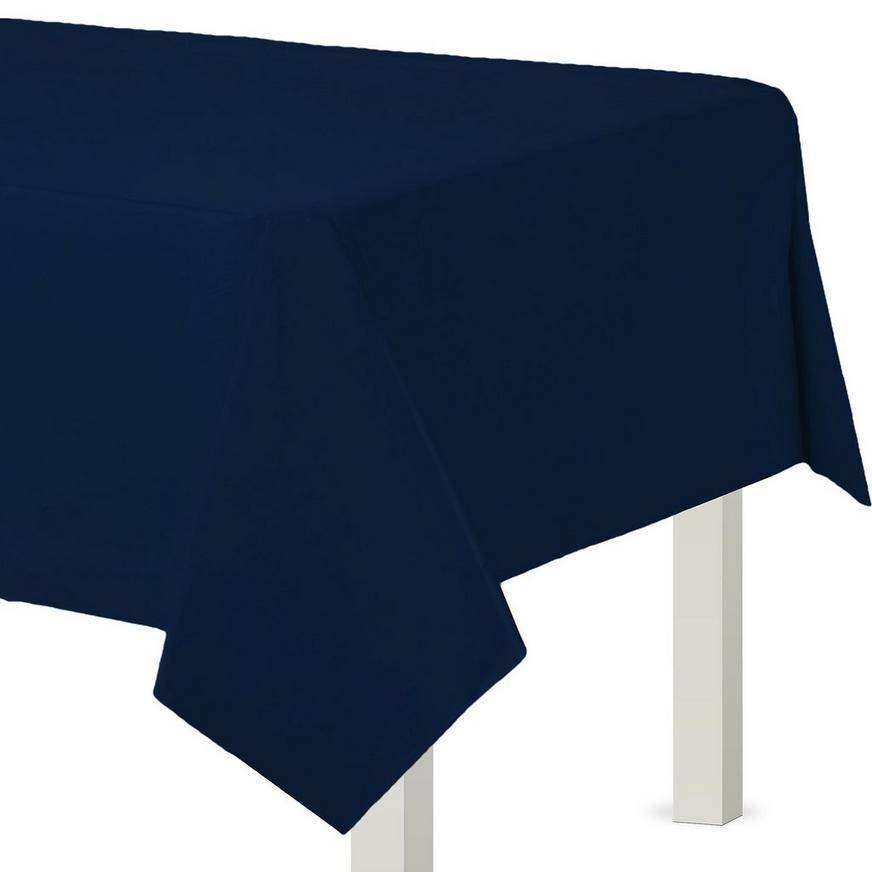 Party City Flannel Backed Vinyl Tablecloth, True Navy