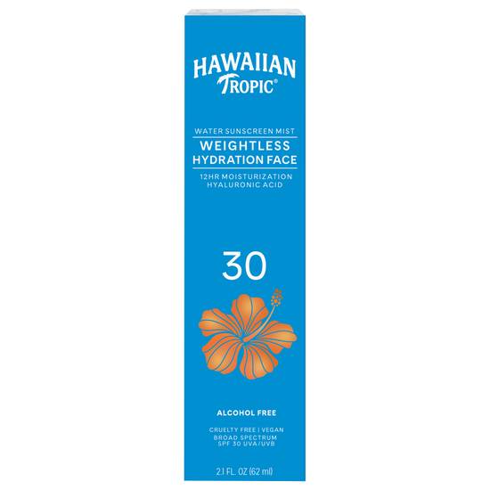 Hawaiian Tropic Alcohol Free Weightless Hydration Water Mist Spf 30 Face Sunscreen