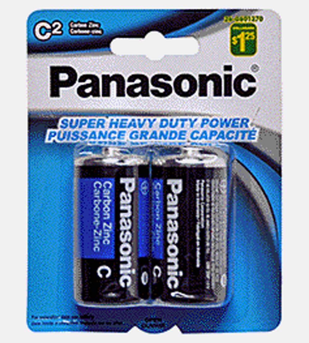 Panasonic piles carbon zinc c (2 unités) - panasonic super heavy duty c batteries (2 ct)