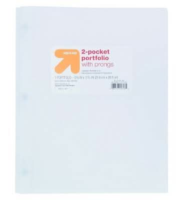 up&up 2 Pocket Plastic Folder With Prongs, White