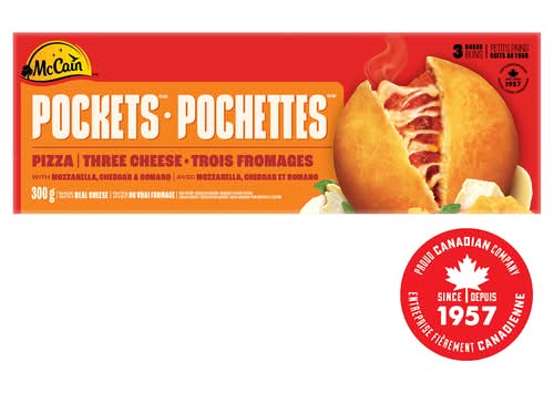 Mccain pochettes à pizza classiques - classic pizza pockets (3 pièces) (trois fromages)