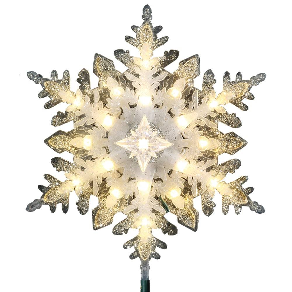 GE Color Choice 11-in Snowflake Silver Color Changing Christmas Tree Topper | 88999LO