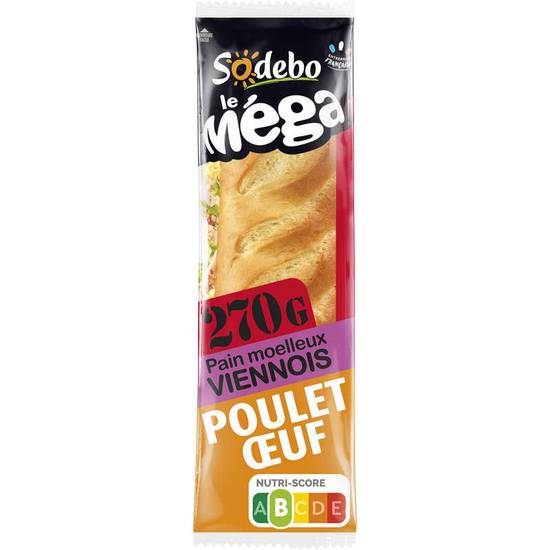 Sandwich Mega baguette poulet crudites 270g SODEBO