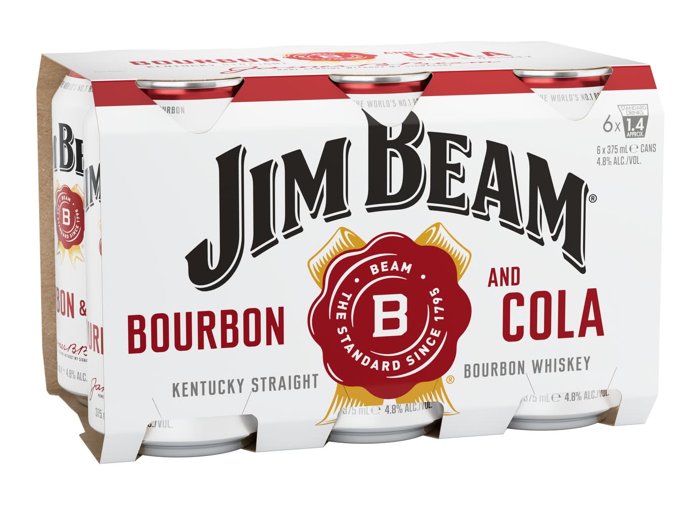 Jim Beam White & Cola Can 375mL  x Pack 6