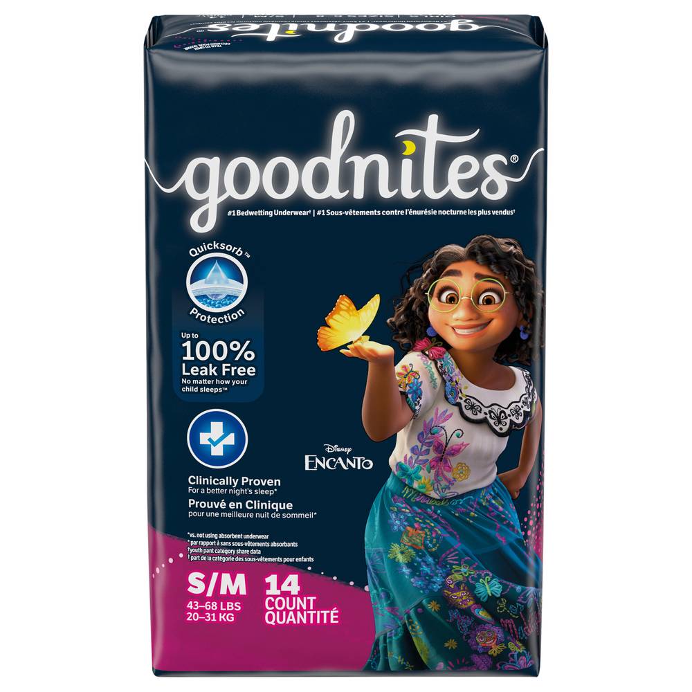 Goodnites Small/Medium Disney Princess Moana Girls Nighttime Underwear (14 ct)