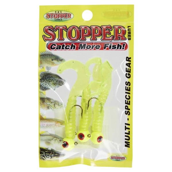 Stopper Lures Rigged Plastic Curl Tail Chartreuse 1/4th oz