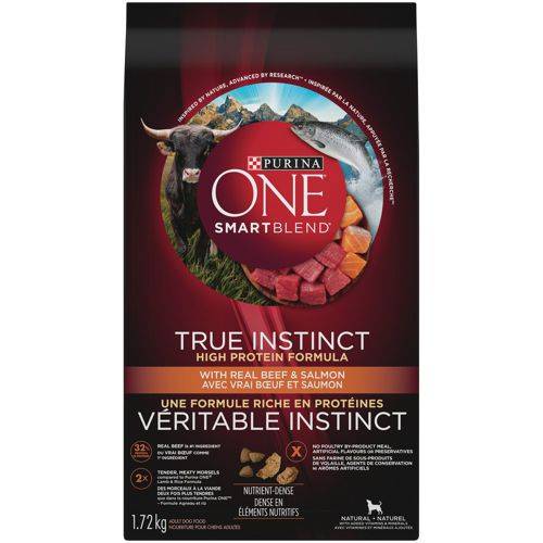 Purina one nourriture sèche pour chien au poulet et saumon, véritable instinct (1,72 kg) - beef & salmon dry dog food (1.72 kg)