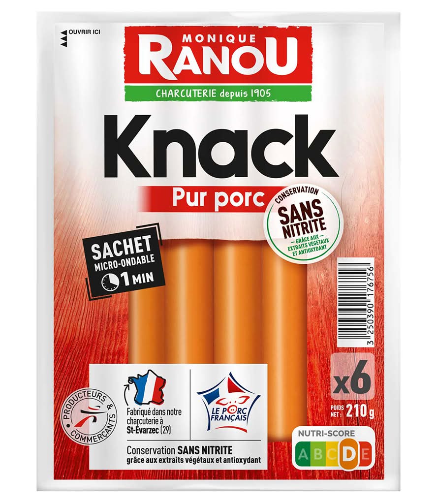 Monique Ranou - Salsichas de porco tipo estrasburgo, embalagem de 210g