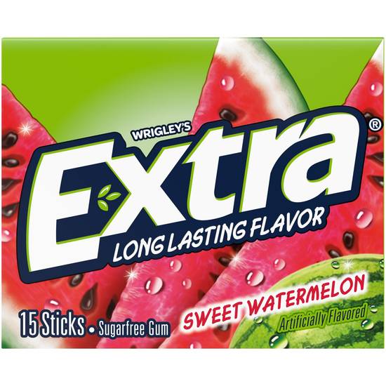 Extra Sweet Watermelon Sugarfree Gum, Single Pack, 15 ct