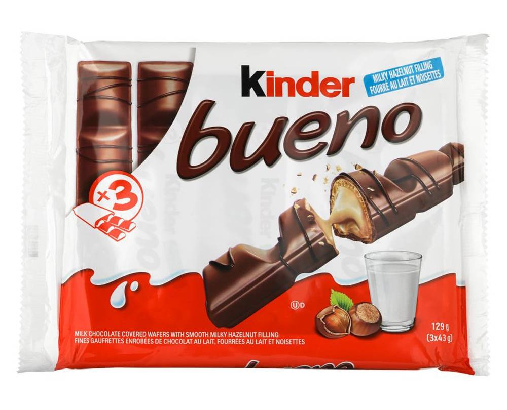 Kinder Bueno Milk Chocolate Covered Wafers With Smooth Hazelnut Filling (129 g, 3 ct)