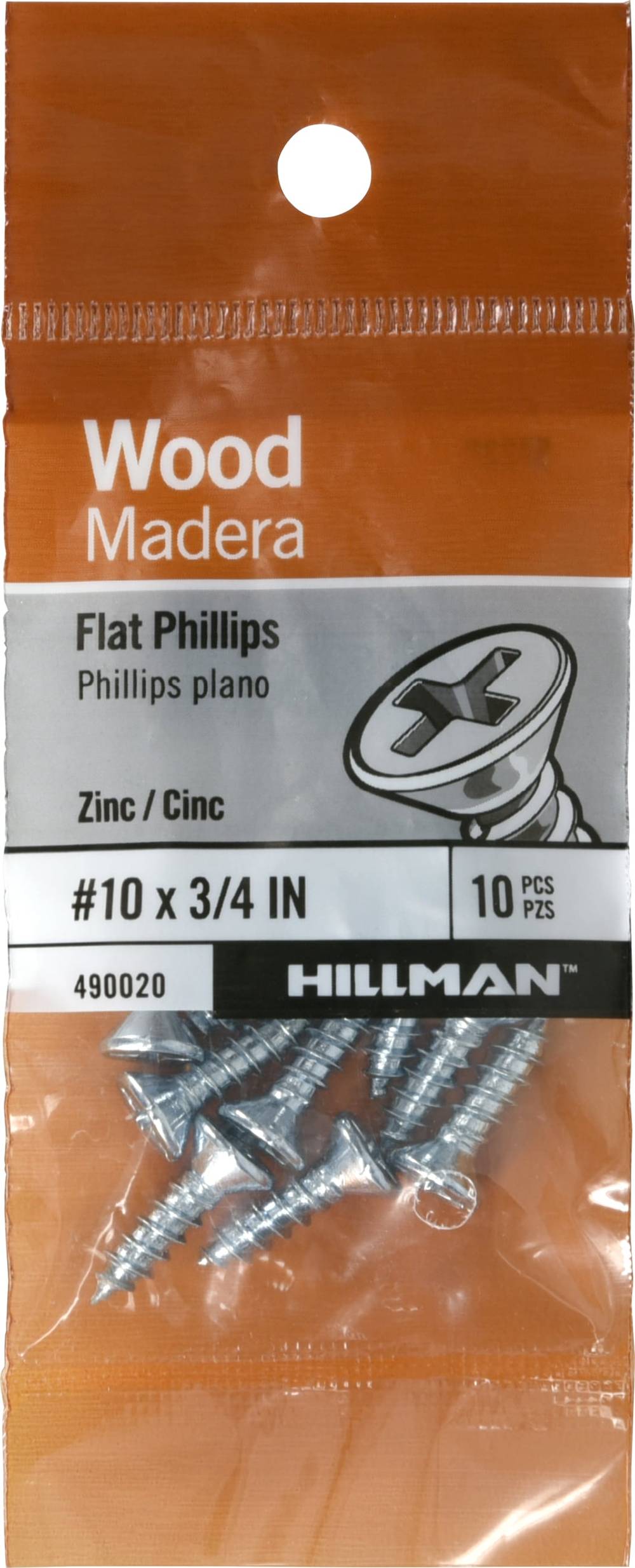 Hillman #10 x 3/4-in Zinc-plated Interior Wood screws ( 10 -Per Box ) | 490020