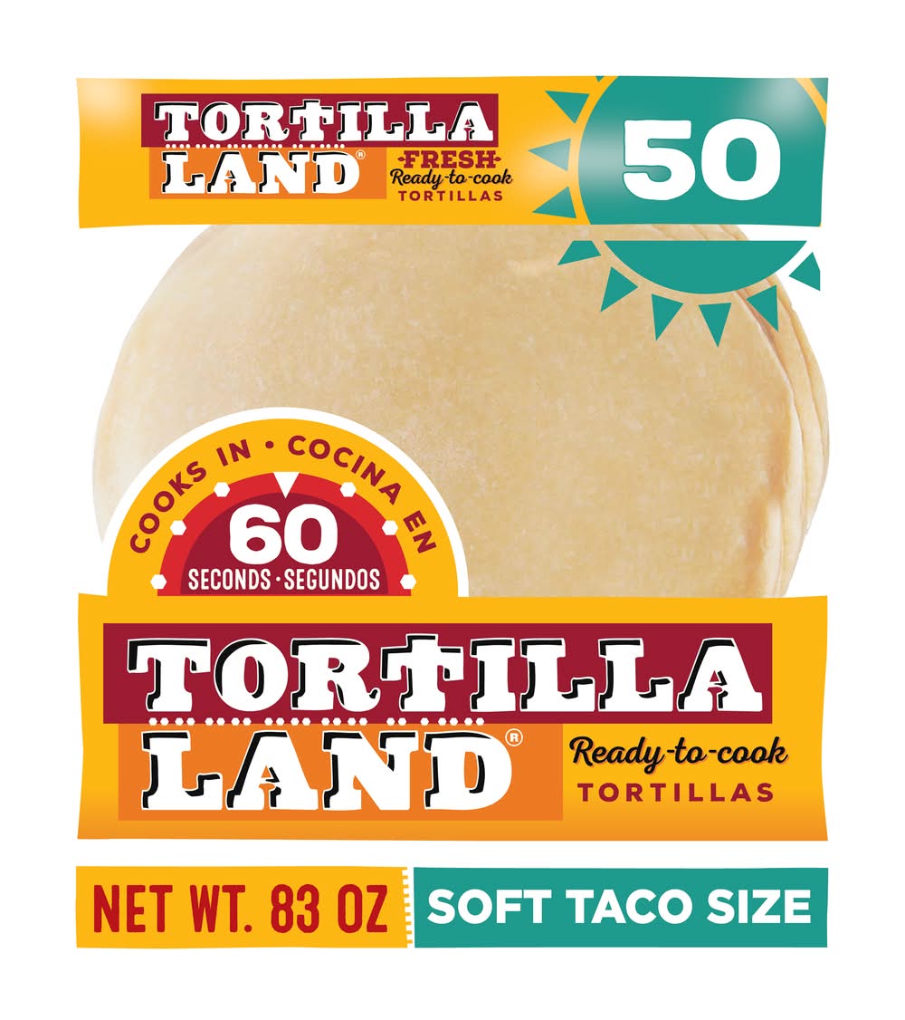 Tortilla Land Soft Taco Size Ready To Cook Fresh Flour Tortillas (83 oz, 50 ct)