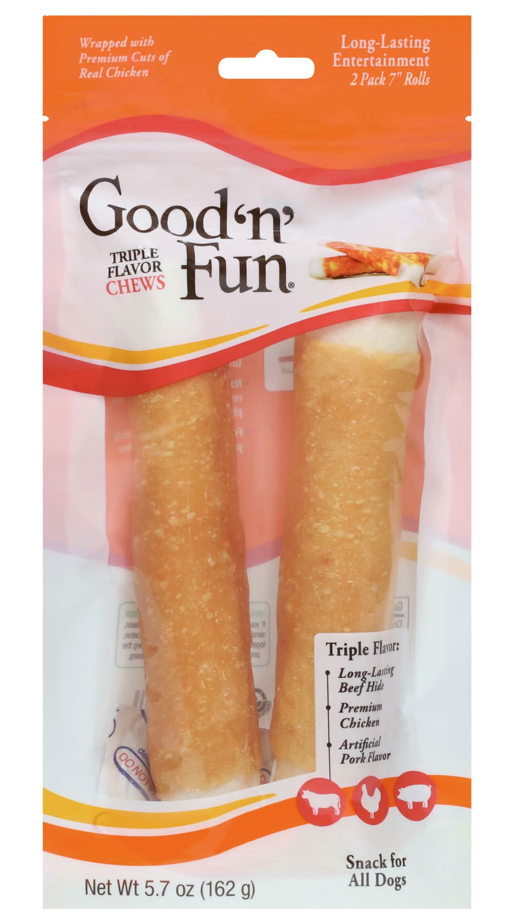 Good 'n' Fun Chews Snack For All Dogs, Assorted, 7 in (5.7 oz, 2 ct)
