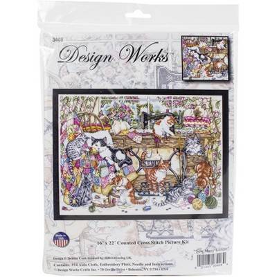 Design Works Counted Cross Stitch Kit 16"X22"-Sew May Kittens (14 Count)