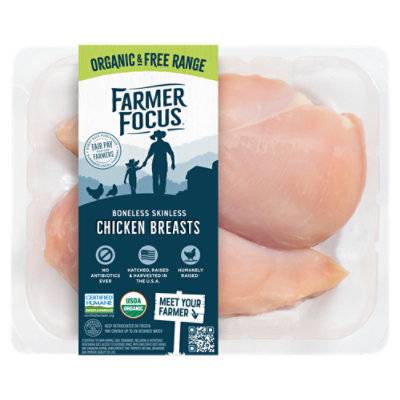 Farmer Focus Organic Chicken Breasts Boneless Skinless - 1 Lb