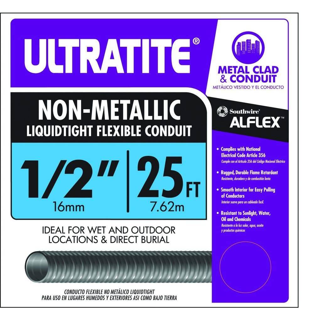 Southwire 1/2 In. X 25 Ft. Ultratite Liquidtight Flexible Non-Metallic Pvc Conduit