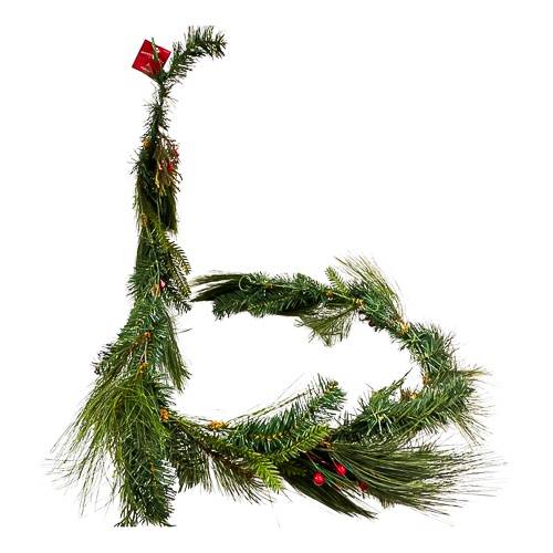 6' Long Needle Mixed Greenery with Red Berries Artificial Christmas Garland Green - Wondershop™