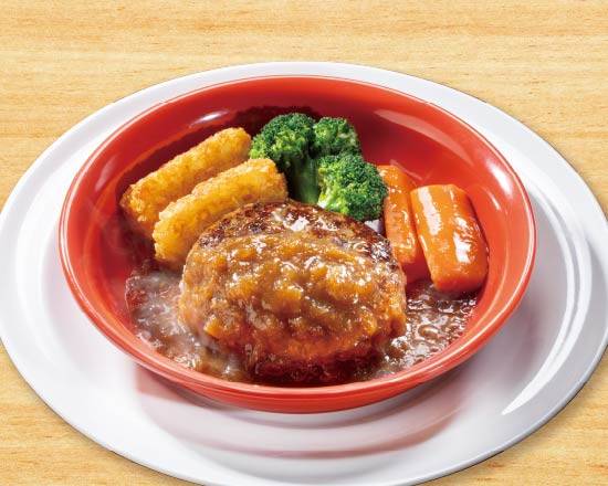 ビーフ100%粗挽き肉厚ステーキ風ハンバーグ Steak-like Meaty Coarsely Ground  100% Beef Hamburg