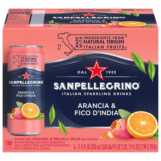 Sanpellegrino Sparkling Orange & Prickly Pear Beverage (6 ct, 11.15 fl oz)