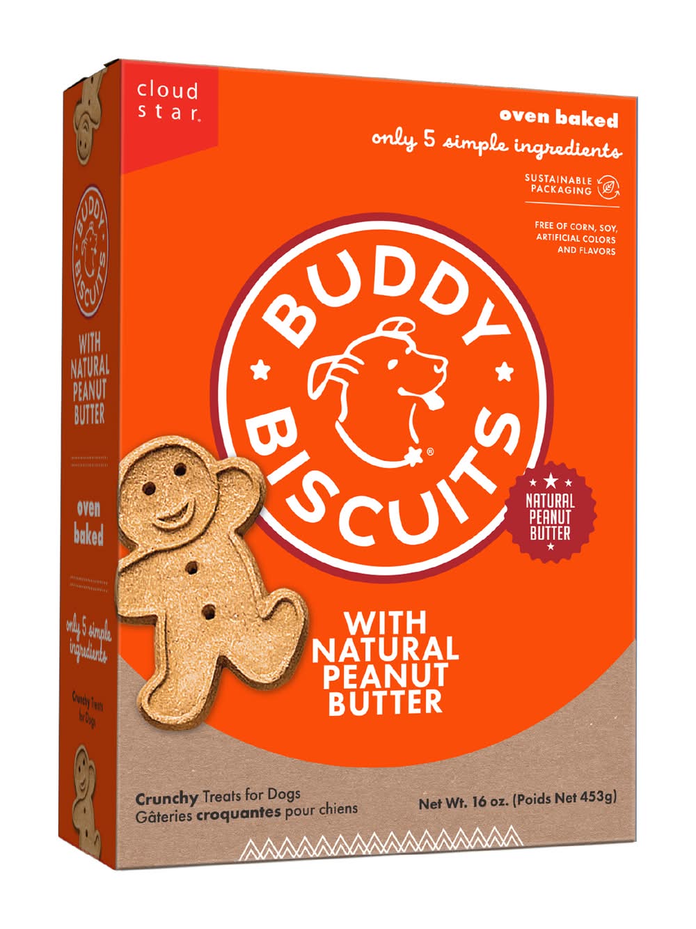 Buddy Biscuits Oven Baked Treats For Dogs, Peanut Butter (16 oz)