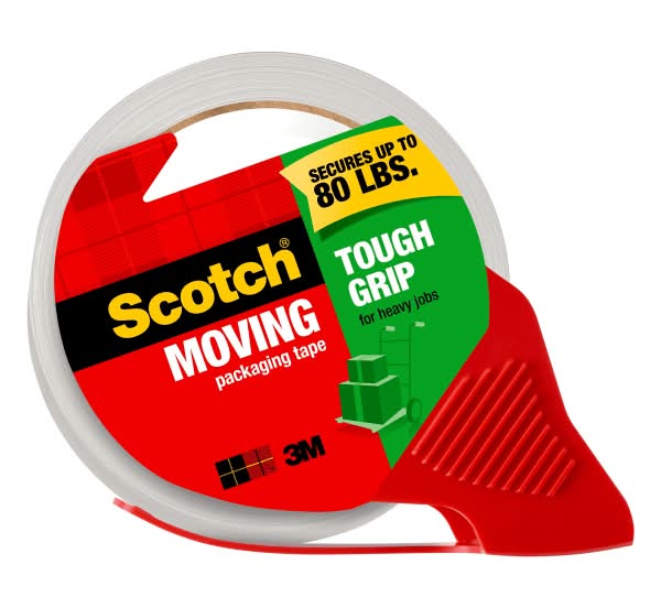Scotch® Tough Grip Moving Packing Tape, 1.88" x 38.2 Yd., Clear