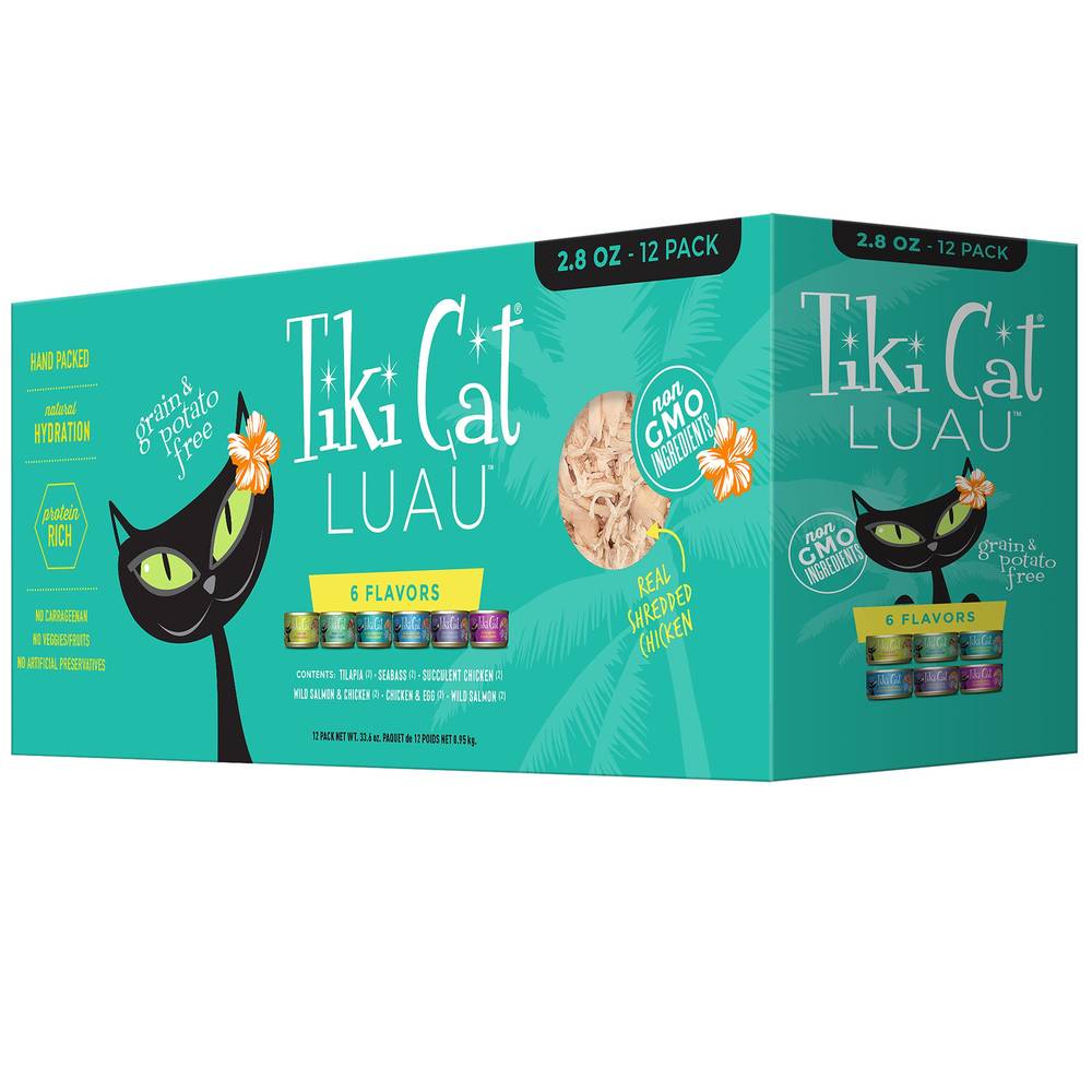 Tiki Cat® Luau Wet Cat Food - Non-GMO, Grain Free, High Protein - Variety Pack, 12ct (Size: 48 Oz)