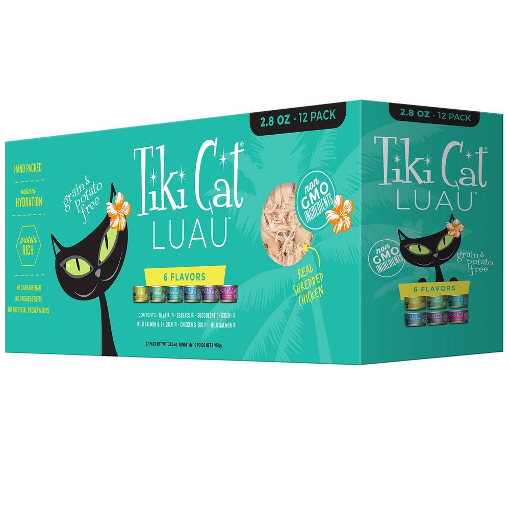 Tiki Cat® Luau Wet Cat Food - Non-GMO, Grain Free, High Protein - Variety Pack, 12 CT, 33.6 OZ (Size: 12 Count)