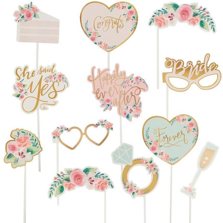 Mint to Be Floral Photo Booth Props 13ct