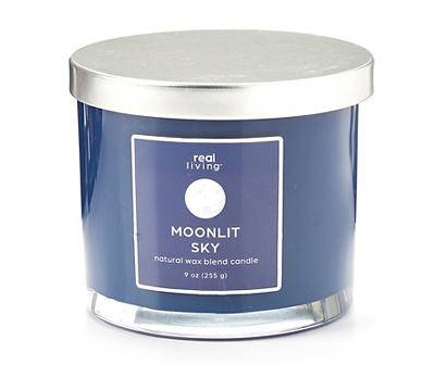 Moonlit Sky 2-Wick Blue Colored Glass Candle, 9 Oz.