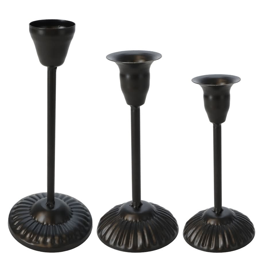 Iron Candle Holder, Black (3 ct)